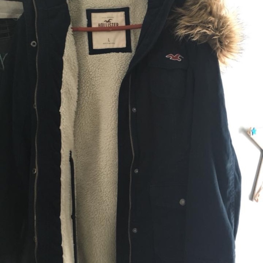 Hollister Size L Parka with detachable fur